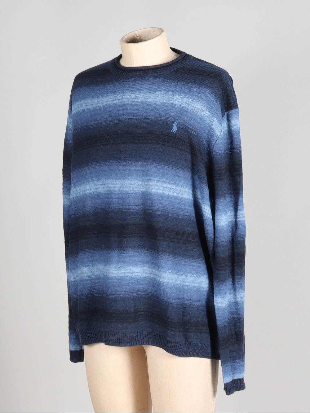 Ralph Lauren Men’s Navy and Light Blue Gradient Crewneck Sweater